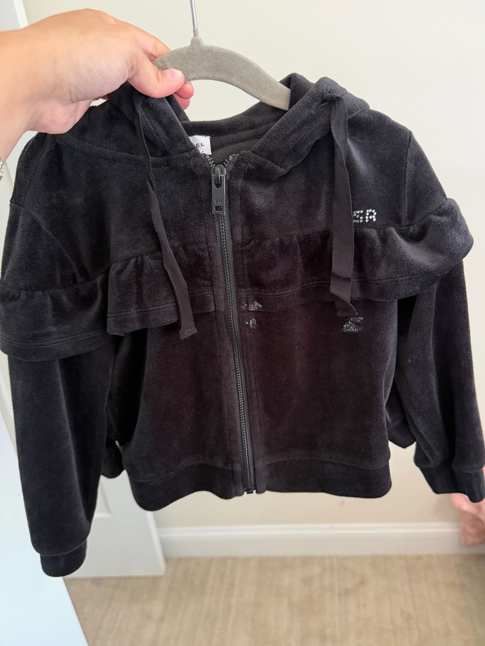 Sonia Rykiel Kids Black Hooded Zip-Up Jacket - Soft Velour